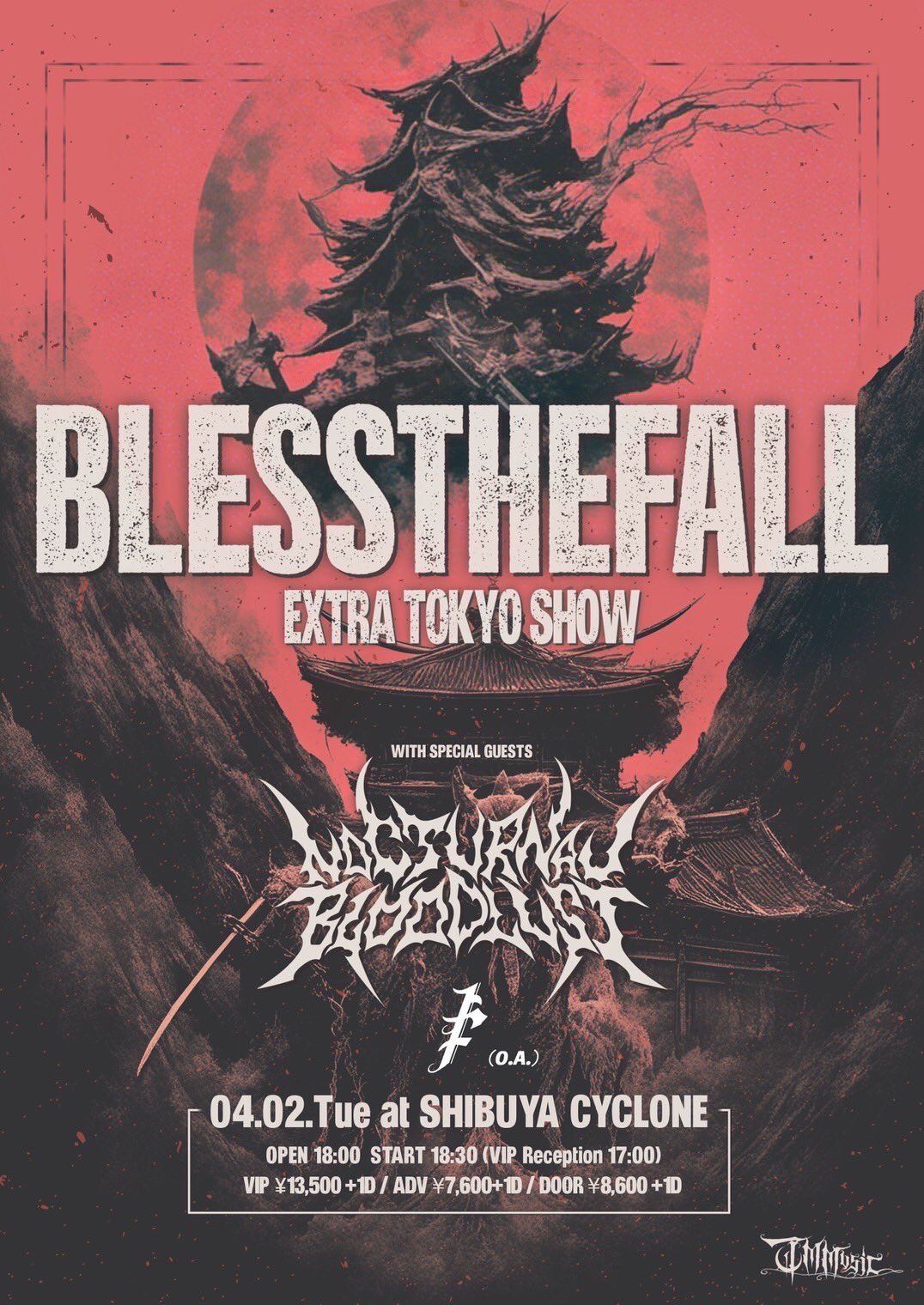 2024.04.02 (TUE) SHIBUYA CYCLONE “blessthefall Japan Tour 2024 extra show” 出演決定！