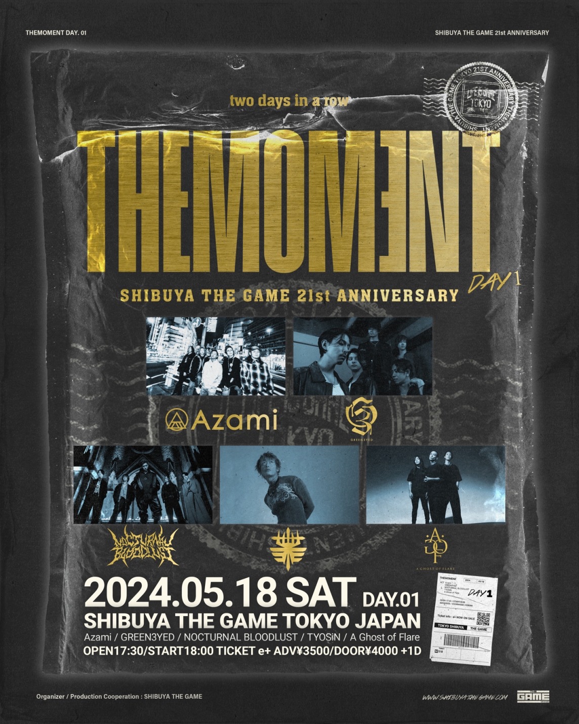 SHIBUYA THE GAME 21st ANNIVERSARY『THEMOMENT DAY1』出演決定！